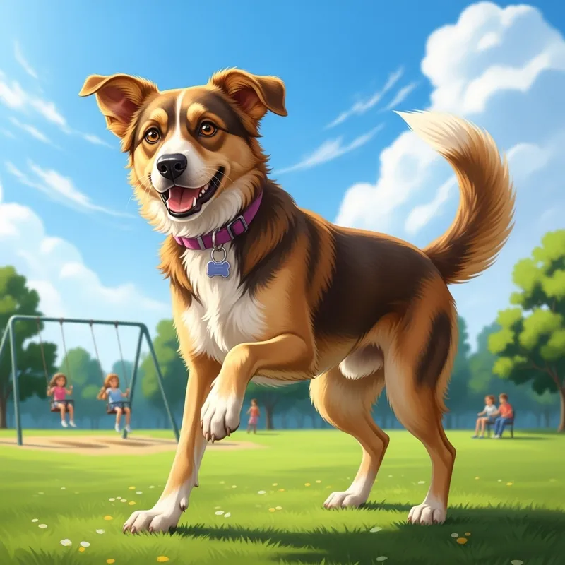 Playful Fawn Dog in Sunny Park