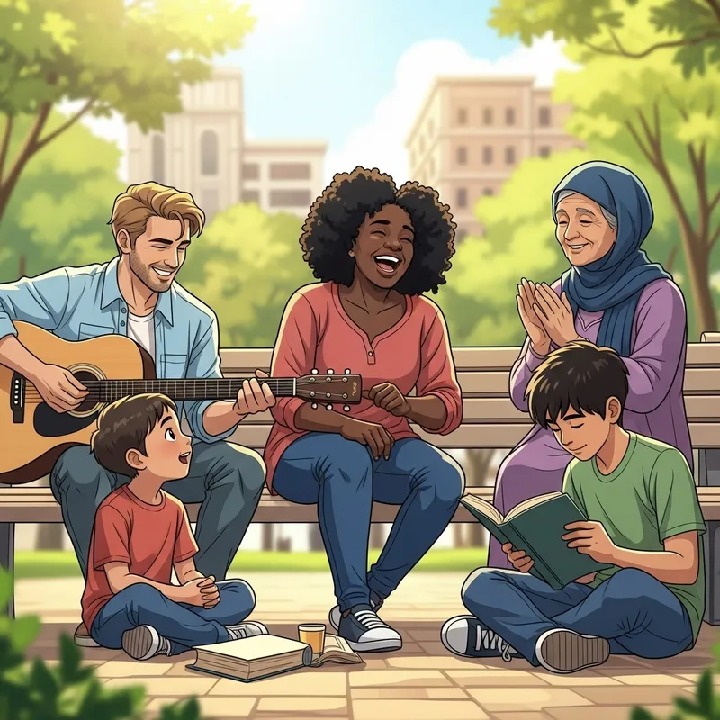 People in Harmony: A Heart-Warming Scene of Diversity and Unity