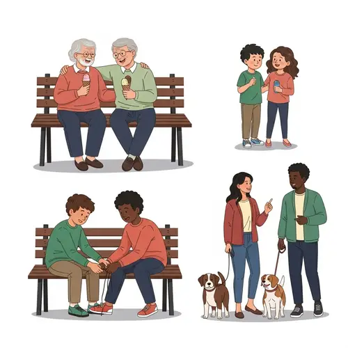 Diverse Healthy Relationships: Elderly Couple, Kids and Friends