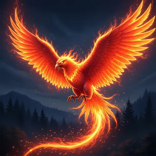 Majestic Phoenix in Fiery Flight