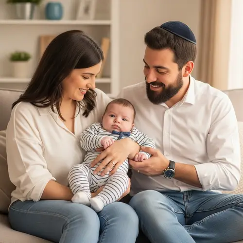 Heartwarming Jewish Family Portrait in Soft Pastel Colors
