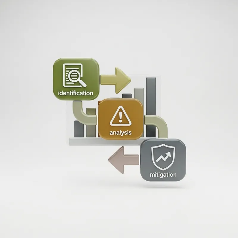 3D Risk Assessment Icon on White Background with Color Scheme #AA9F6A