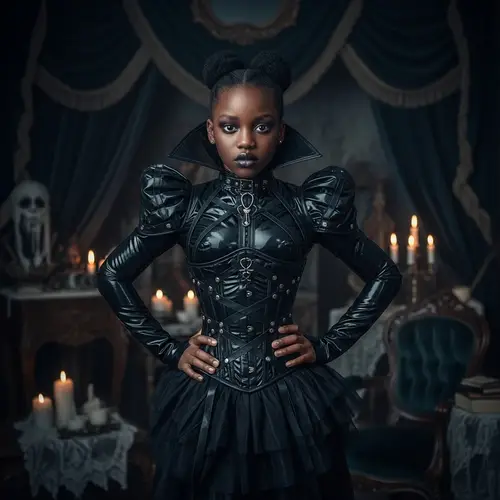 Gothic Black Girl in Latex Outfit | Dark Fashion Scene