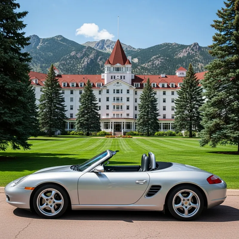 2001 Porsche Boxter Convertible in Front of The Stanley Hotel