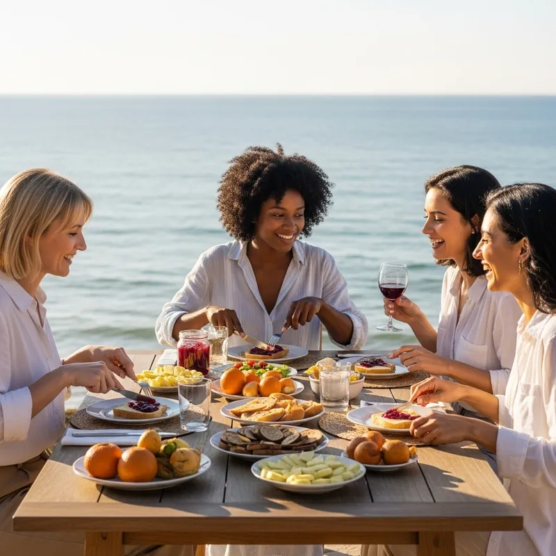 Women Dining by the Sea