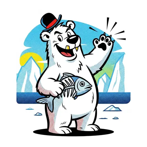 Polar Bear in Pepe Art Style