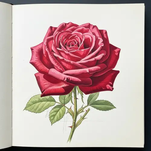 Vintage Watercolor Red Rose Illustration