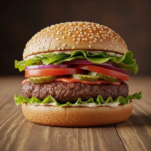 Mouthwatering Burger on Rustic Table | Food Photography Burger | Canon EOS R5