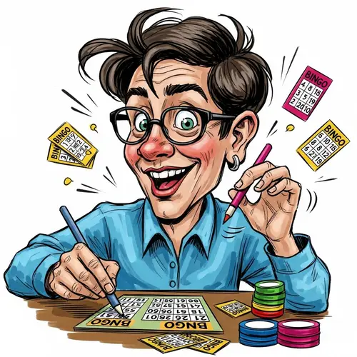 Playful Bingo Player Illustration in Comic Style