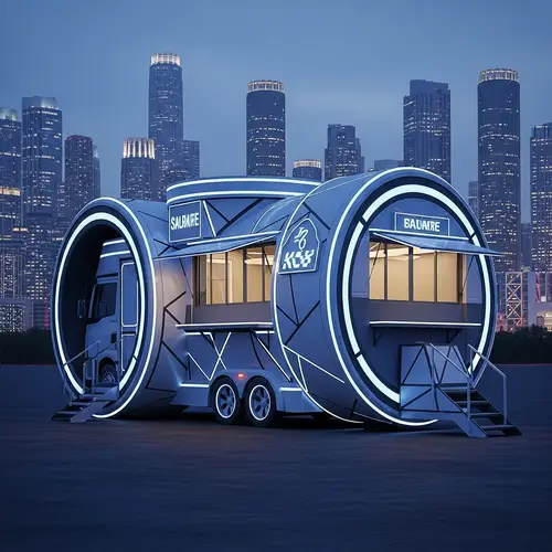 Futuristic Circular Food Truck with Modern Elements
