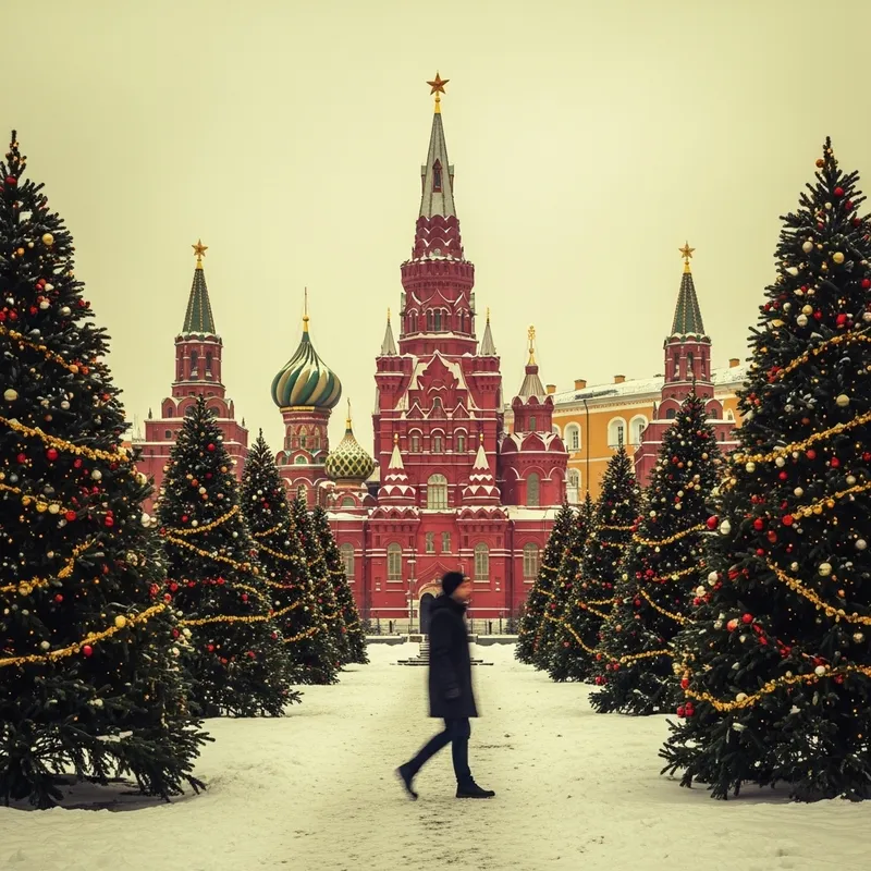 Snow-Covered Morning at Moscow's Historical Museum: A Winter Wonderland