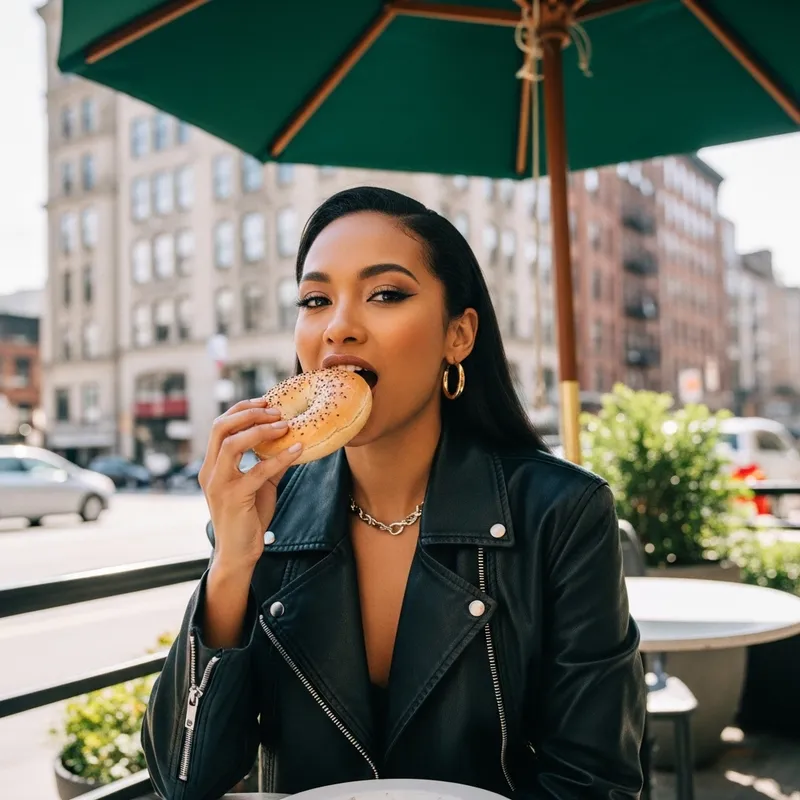 Rihanna Savors Bagel Outdoors | Caribbean Pop Singer at Cafe Rihanna Savors Bagel Outdoors | Caribbean Pop Singer at Cafe