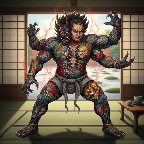 Sukuna: The Mythical Four-Armed Creature Art
