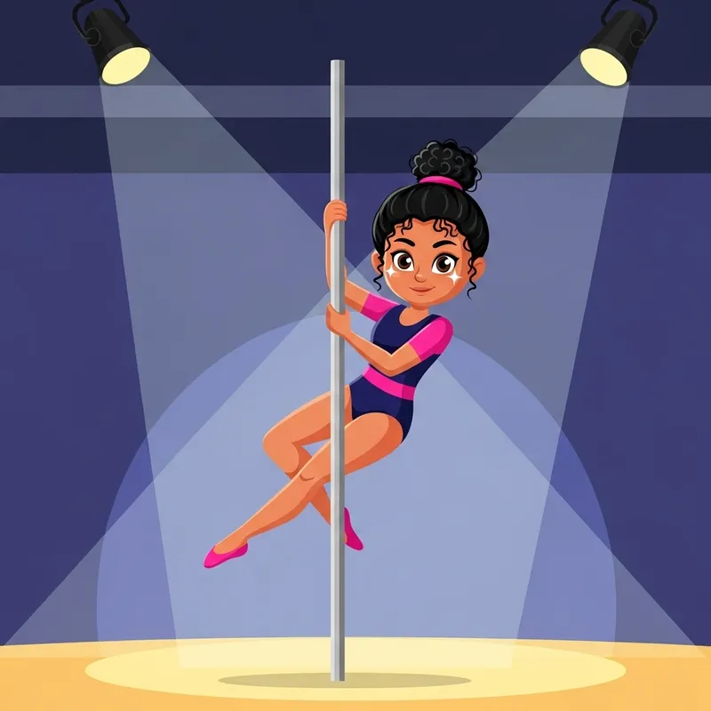 Poledance Girl Cartoon: Gymnastics in Action
