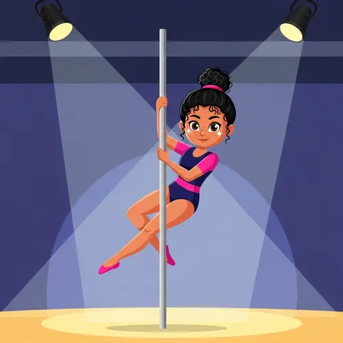 Poledance Girl Cartoon: Gymnastics in Action