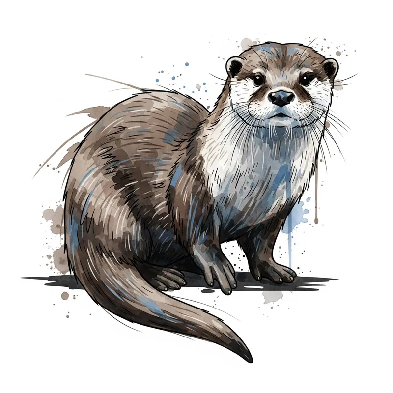 Watercolour Otter Art with Stag-Inspired Style
