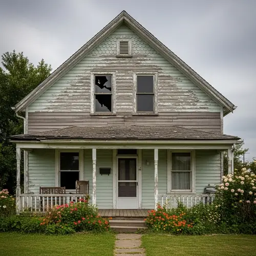 Vintage Dilapidated House with Colorful Garden | $100 House