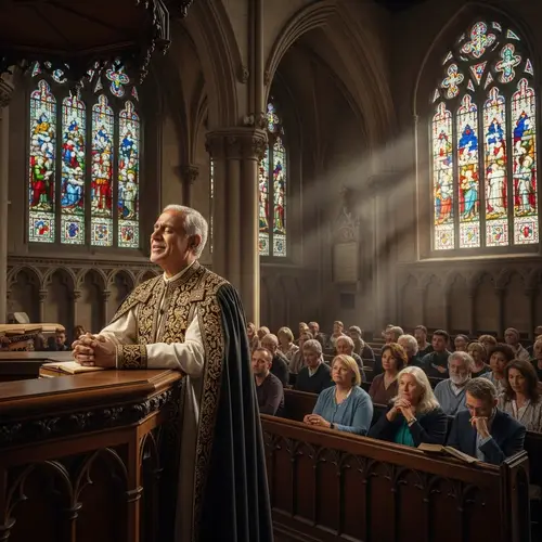 Historic Church Sermon with Diverse Congregation