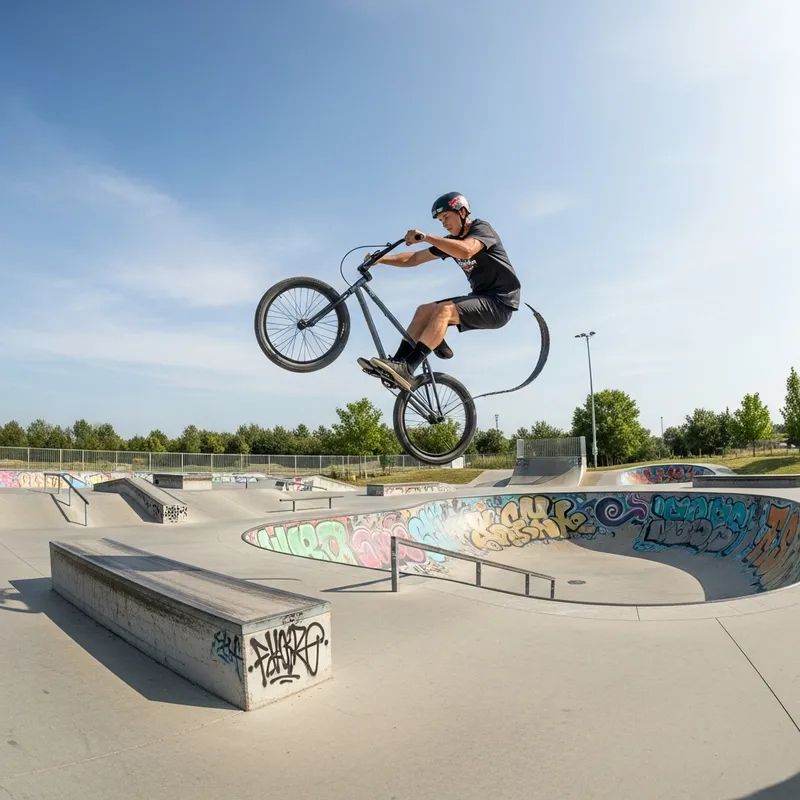 BMX Bike Tricks in Skate Park | Performer on Bicycle