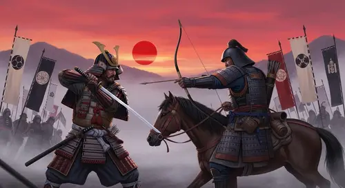 Japanese Samurai vs Mongol Warrior Battle - Historical Scene