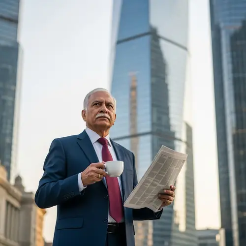 Determined South Asian Businessman in Urban Setting