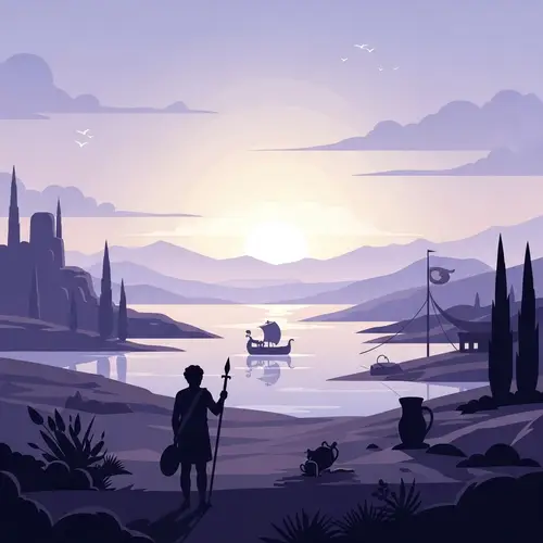 Tranquil Sunrise Journey: A Simplified Odyssey in Purple Hues