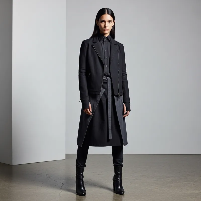 Hispanic Dark Fashion Model | Stark Minimalist Ensemble
