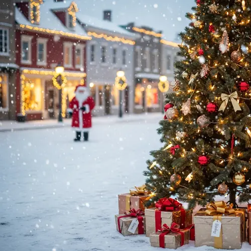 Magical Christmas Town Square: Joyful Holiday Scene