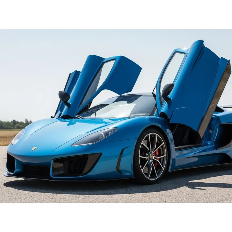 Sleek Sport Car in Metallic Blue | Aerodynamic Design
