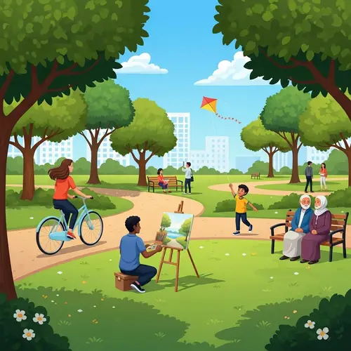 Tranquil Urban Park Scene | Wednesday Activity Diversity