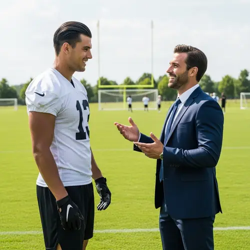 Athletic Sportsman Meeting Fit Individual in Formal Suit
