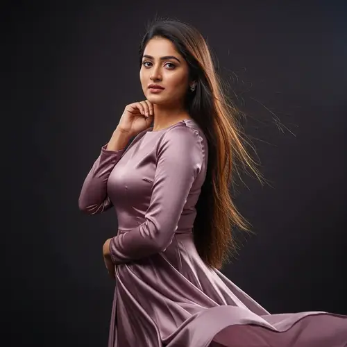 Elegant South Asian Female in Mauve Dress | Exquisite Beauty