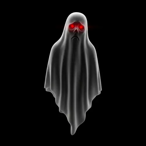 Melancholic Spirit with Glowing Red Eyes