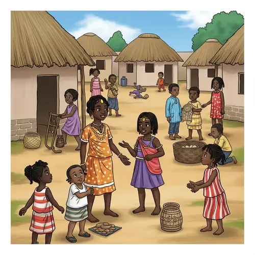 African Village Children Playing in Native Attire | Joyful Scene