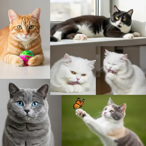 Delightful and Playful Cats in a Range of Colors