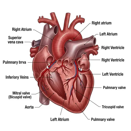 Detailed Human Heart Drawing for School Assignment