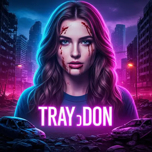 Ominous Atmosphere: Striking 20-Year-Old Woman in Dystopian Cityscape