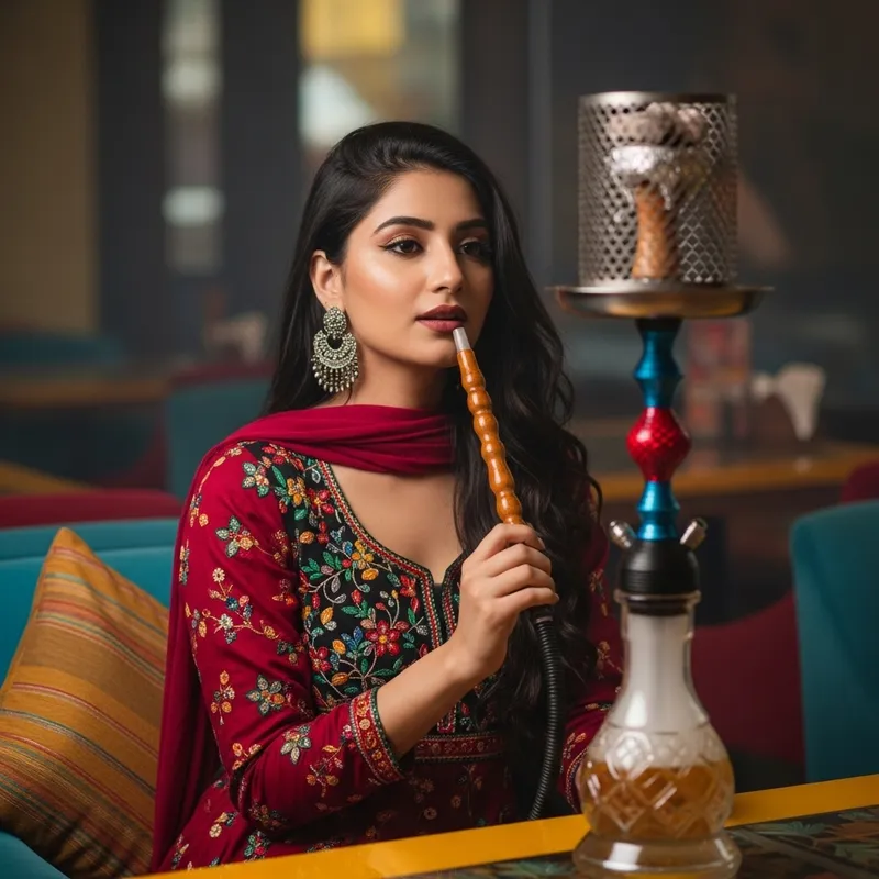 Vibrant Shisha Experience in High-Fashion Style