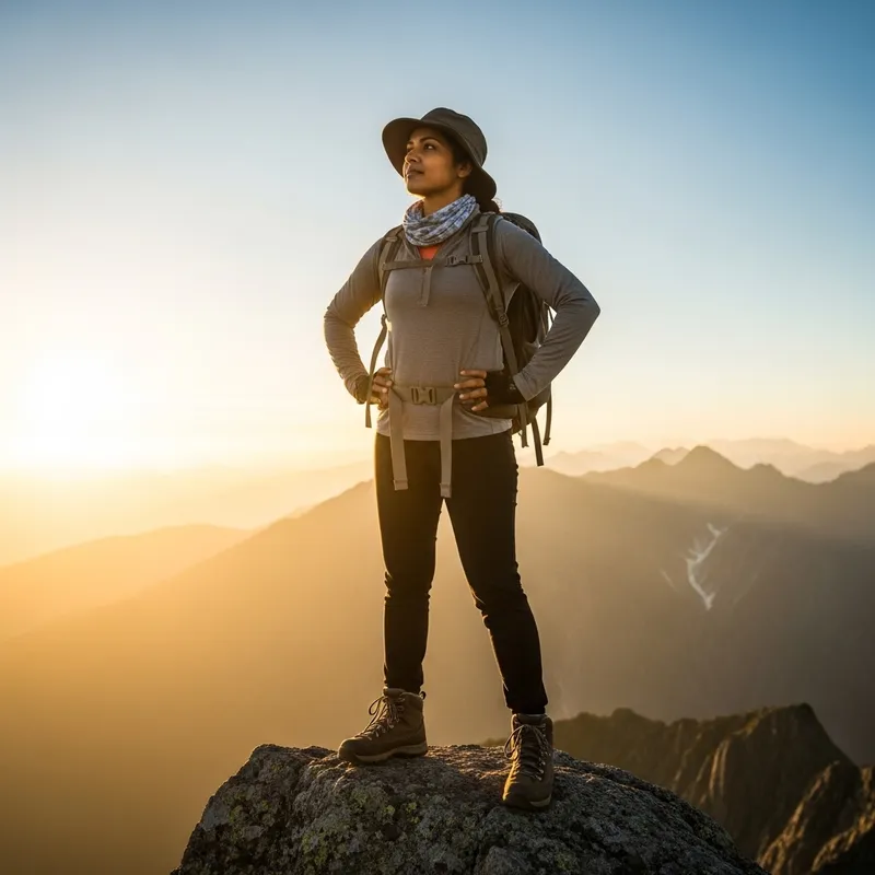 Symbol of Self-Confidence: Empowering South Asian Woman On Mountain Peak