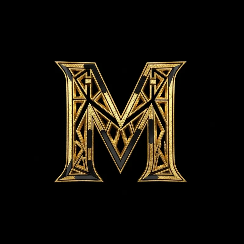 Illuminated Letter M: Golden & Black Jewel Aesthetic Illuminated Letter M: Golden & Black Jewel Aesthetic