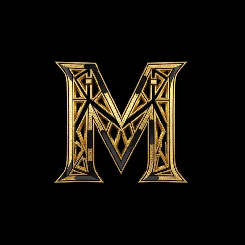 Illuminated Letter M: Golden & Black Jewel Aesthetic