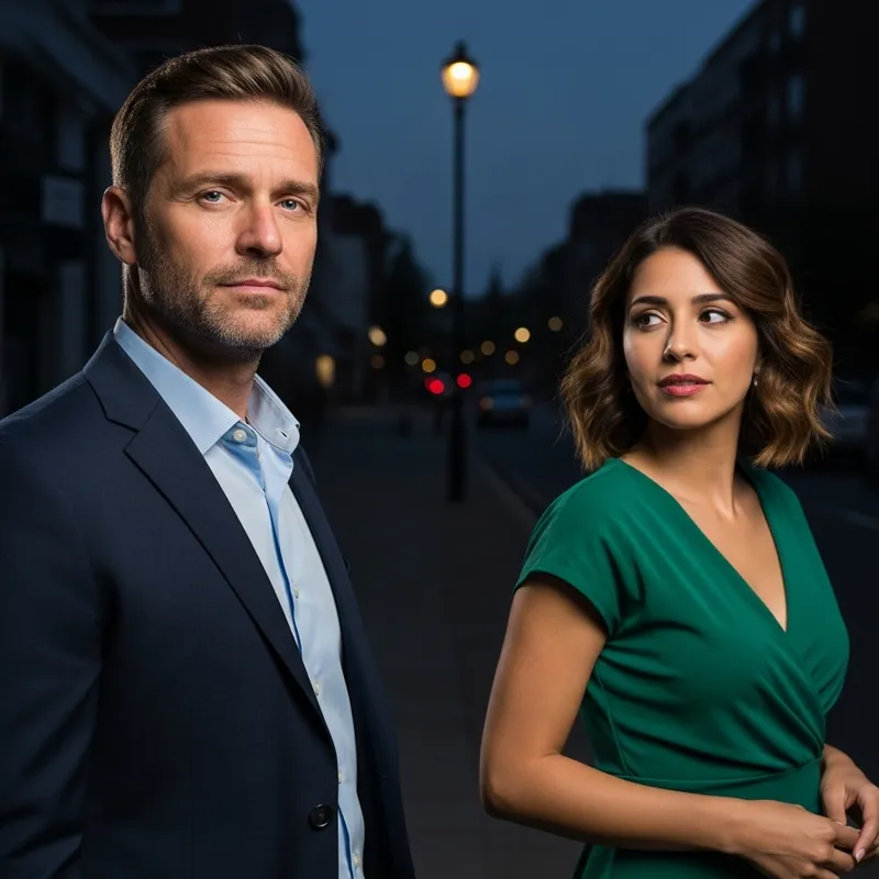 Intense Night Encounter: Man Gazing at Ex Lover