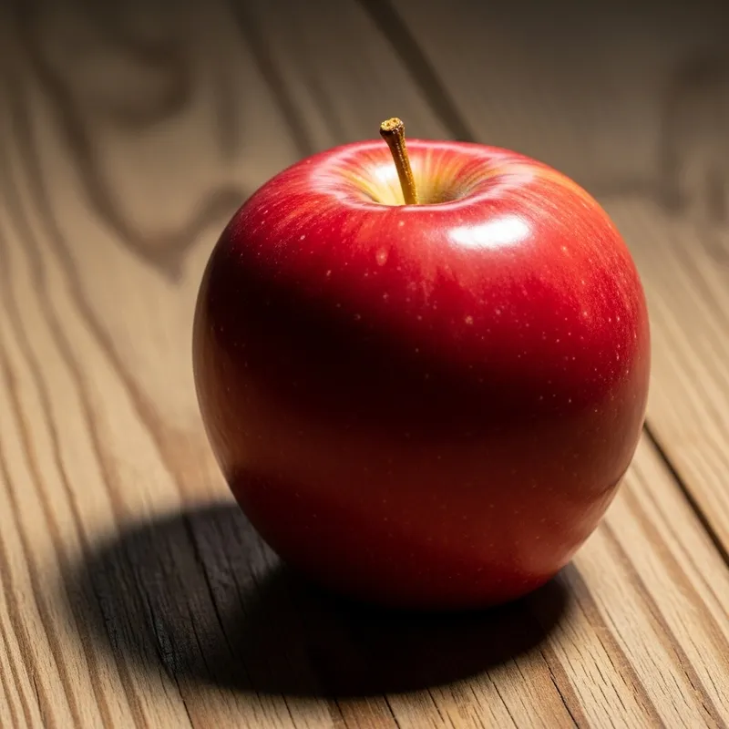 Realistic Apple on Table with Frontal Lighting
