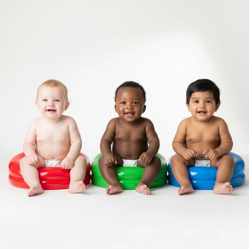 Joyful Studio Portrait of Three Adorable Infants
