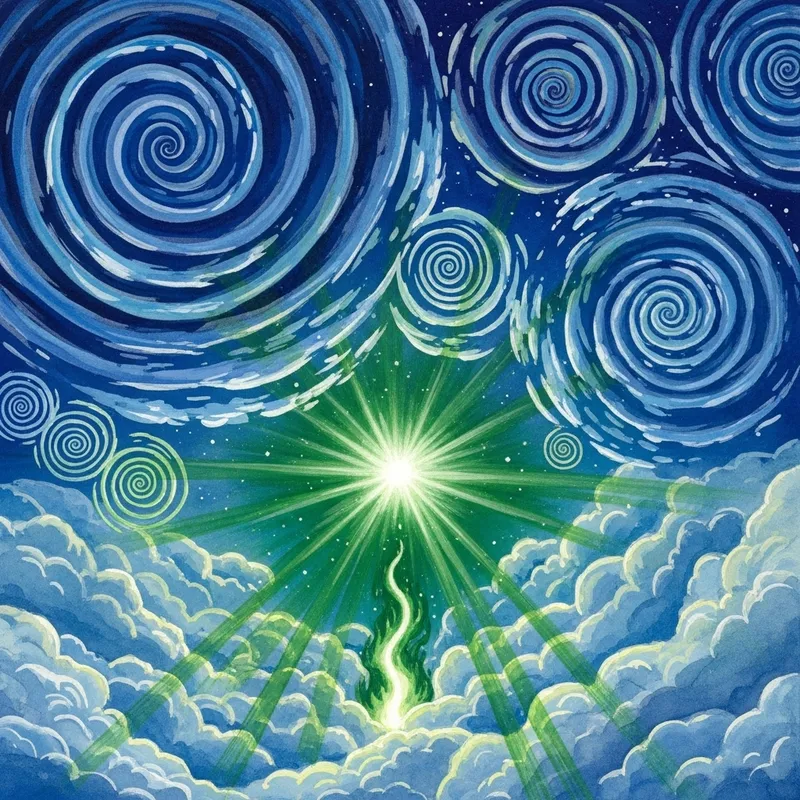 Whimsical Abstract Fantasy Sky Watercolor Painting