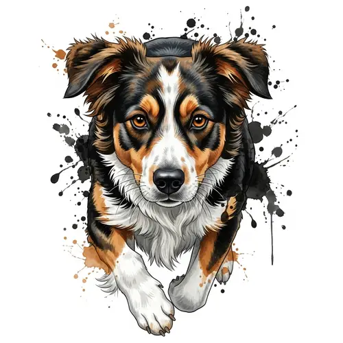 High-Resolution Watercolor Dog Portrait with Intense Eyes