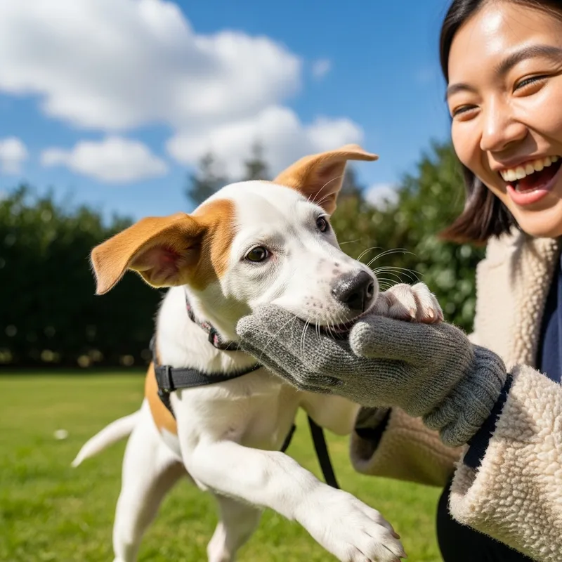 Adorable Puppy playfully biting hand | Charming Dog Photo