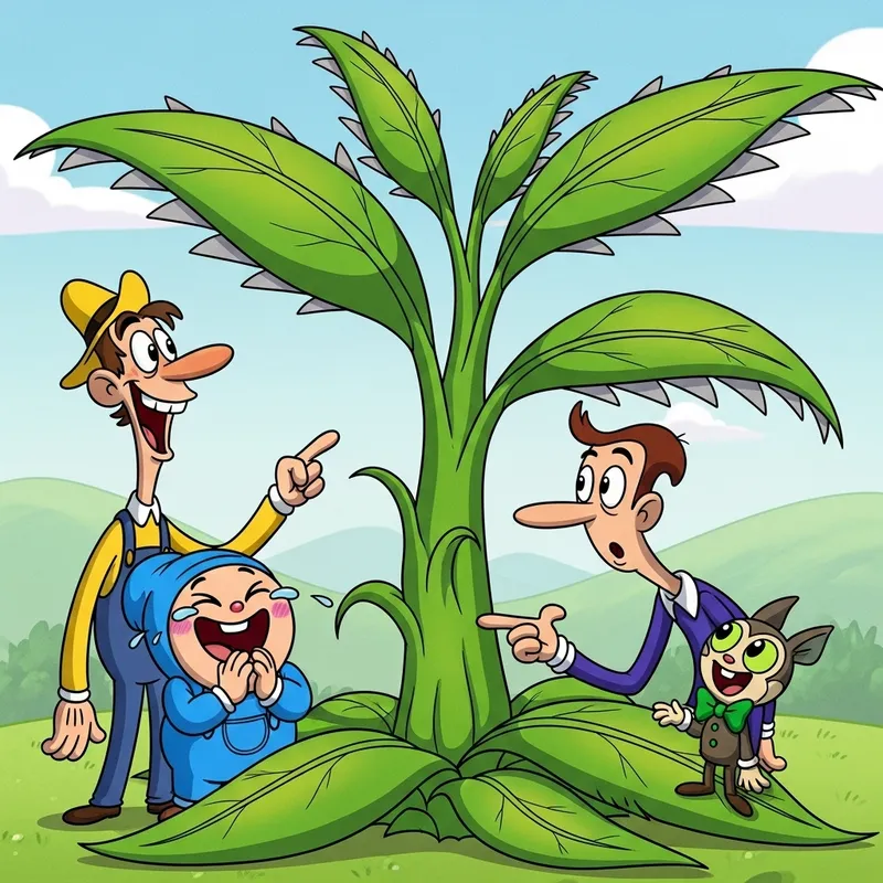 Cartoon Characters with Cannabis - Humorous Plant Encounter