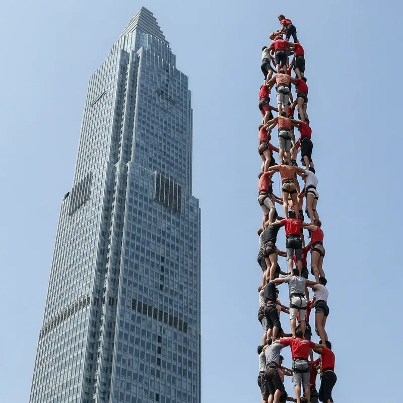 Tallest Building in the World and Tower of Stacked People - Incredible Scene