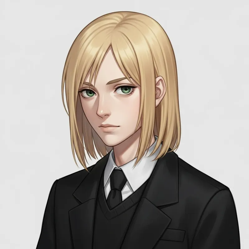 Captivating Portrait of a Blond Individual with Green Eyes